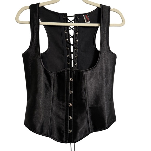 Bonitaz Black Satin Underbust Corset | Lace Up Back | Gothic Size XL - Picture 1 of 8